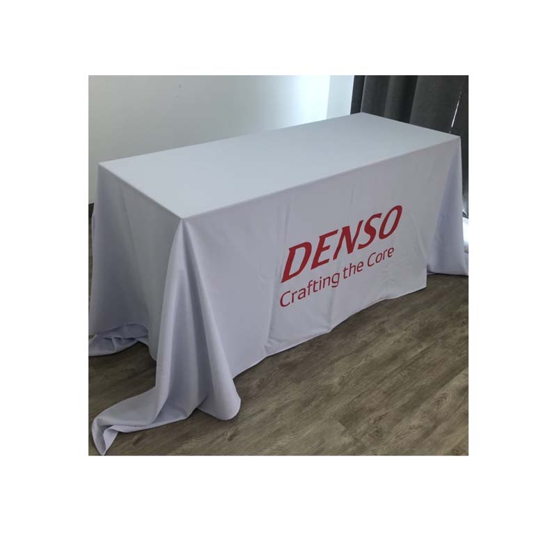 ผ้าคลุมโต๊ะแบบปล่อยชาย Size 1.2 เมตร พร้อมสกรีนโลโก้