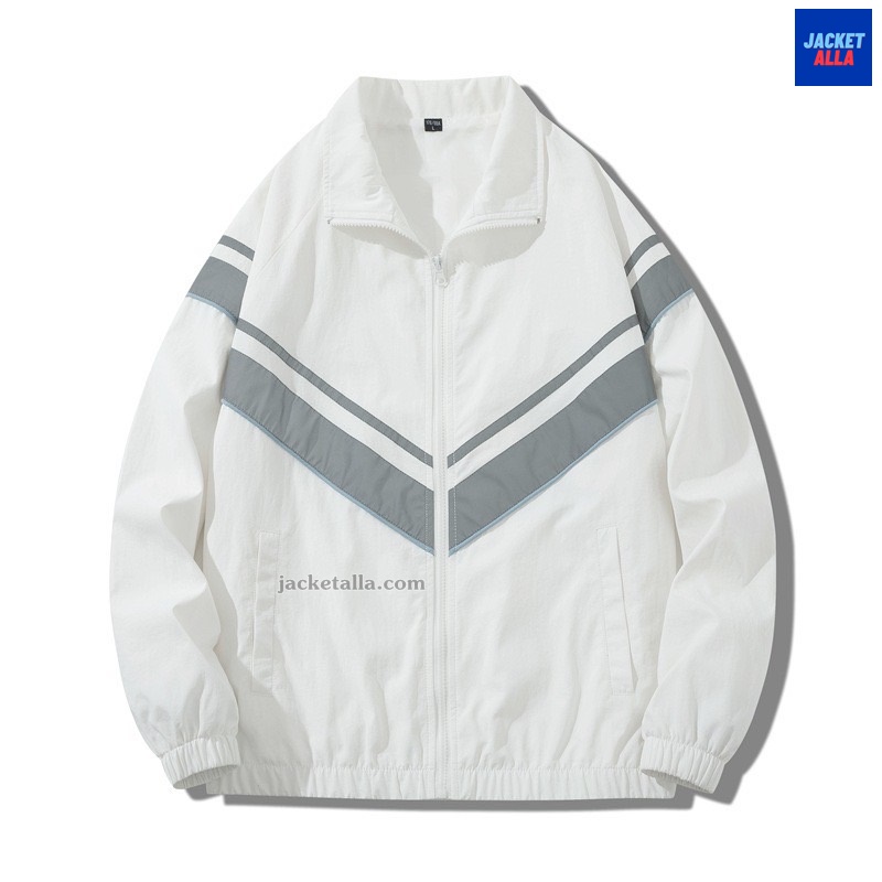 แจ็คเก็ตใหม่ Unisex หญิงชาย ฤดูใบไม้ผลิและฤดูใบไม้ร่วง เสื้อกันลมกีฬาลำลองคอปก เทรนด์สไตล์เกาหลี
