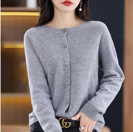 Knit Sweater Crewneck Cardigan Coat Autumn And Winter New Middle-Aged And Elderly Women's Fashion