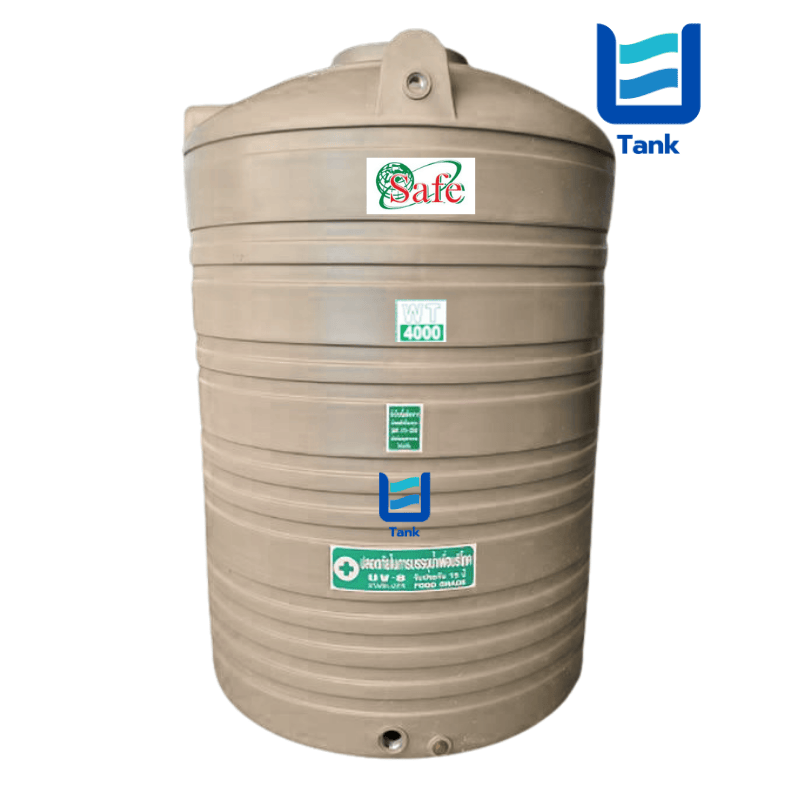 SAFE ถังเก็บน้ำ PE 4000 ลิตร สีเรียบมาตรฐาน รุ่น WT4000 มี 4 สี : ครีม,ขาว,น้ำเงิน,เทา