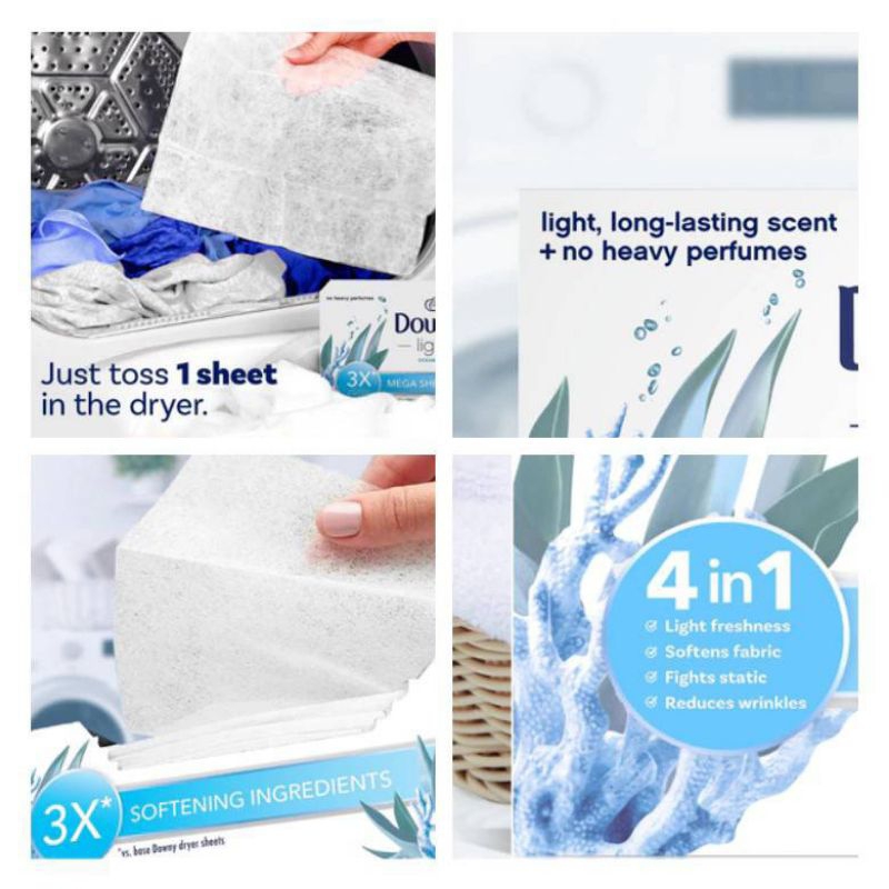 Downy Dryer Sheet แผ่นอบผ้าหอม ปรับผ้านุ่มใส่ในเครื่องอบผ้าดาวน์นี่