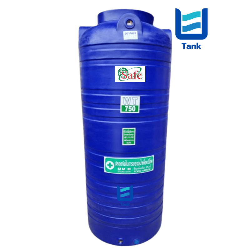 SAFE ถังเก็บน้ำ PE 750 ลิตร สีเรียบมาตรฐาน รุ่น WT750 มี 4 สี : ครีม,ขาว,น้ำเงิน,เทา