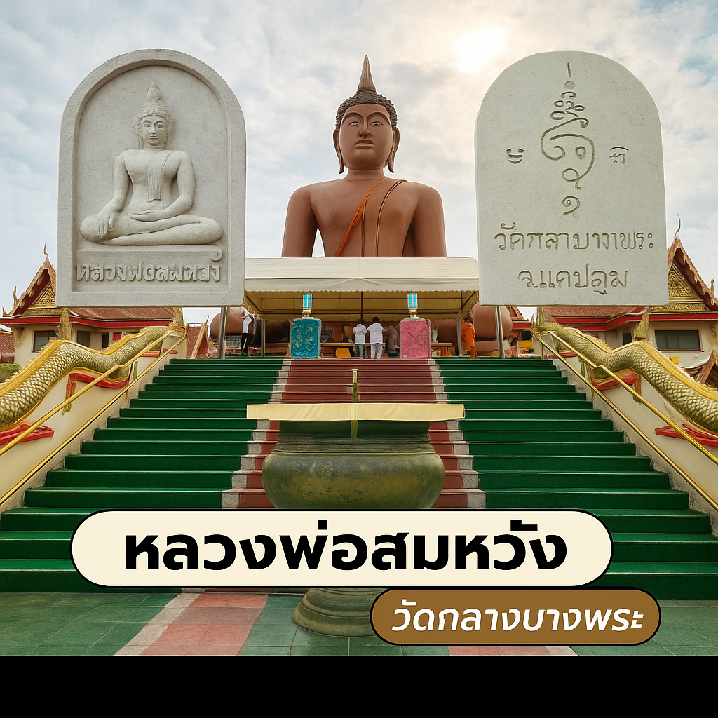 หลวงพ่อสมหวัง เนื้อผงพุทธคุณ วัดกลางบางพระ จังหวัดนครปฐม สร้างปี 2558 พร้อมกล่อง