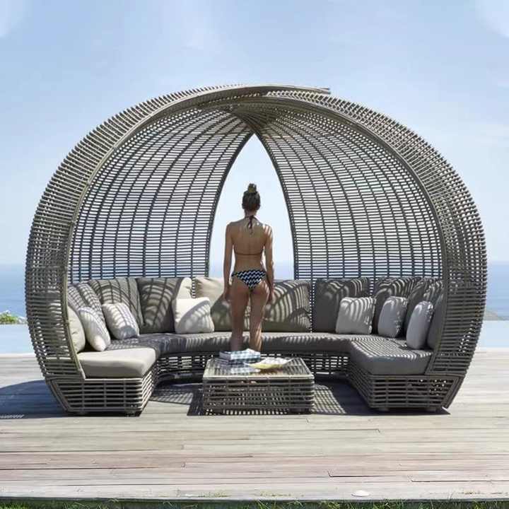 Weather Outdoor Sun Bed Patio Rattan Swimming Pool Furniture Sun Lounger