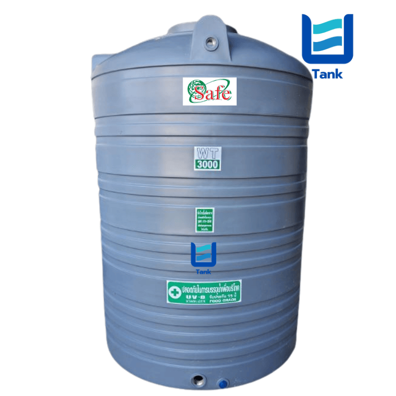 SAFE ถังเก็บน้ำ PE 3000 ลิตร สีเรียบมาตรฐาน รุ่น WT3000 มี 4 สี : ครีม,ขาว,น้ำเงิน,เทา