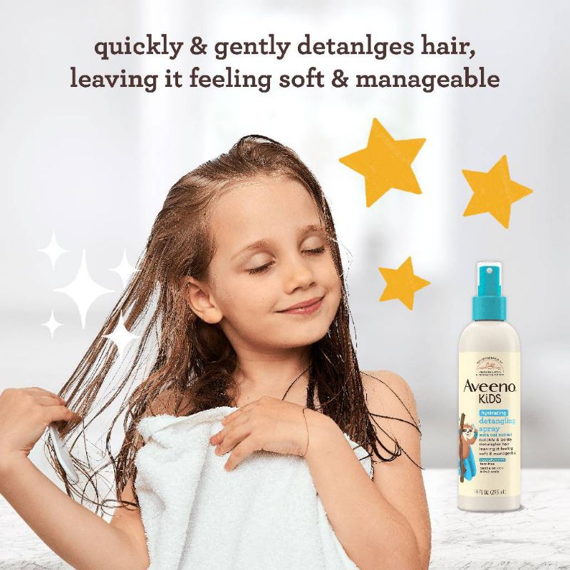 NEW!! Aveeno Kids ผลิตภัณฑ์อาบน้ำ สระผมสูตรสำหรับเด็กอายุ 3-7 ปี, Curly shampoo & conditioner, Detangling spray
