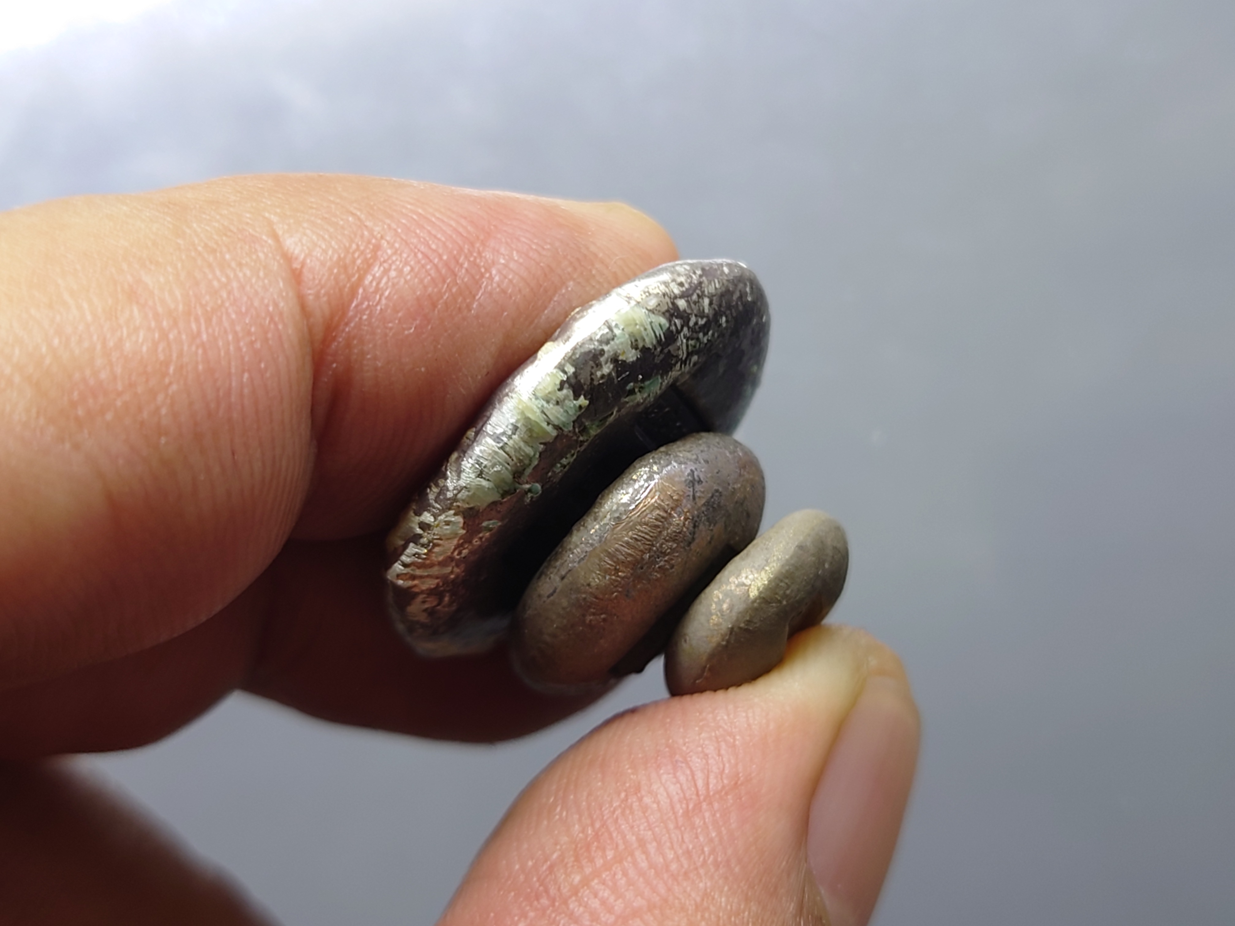 เงินก้อนชุด 3 ขนาด (บาท สองสลึง สลึง) ฮวยจุ่งล้ง (ตราท่าเรือกลไฟ ) ตราหายาก สมัยรัชกาลที่ 4 สภาพสวย