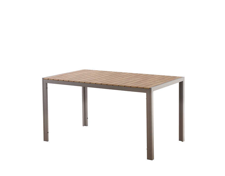 Outdoor rectangle Cast Aluminum Frame Plastic wood bars Camping Picnic Table and Chairs