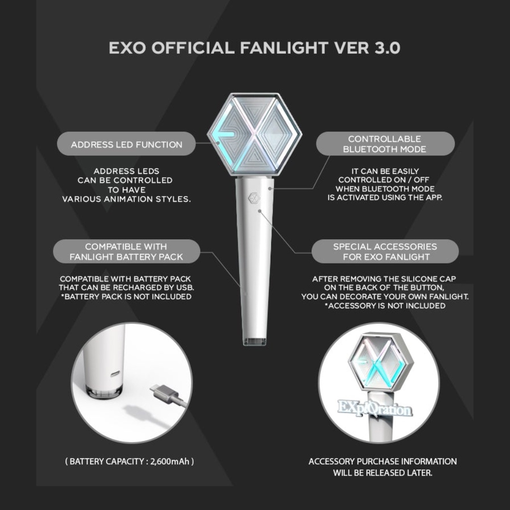 แท่งไฟ EXO OFFICIAL FANLIGHT VER 3.0 / แท่งไฟ เอ็กโซ