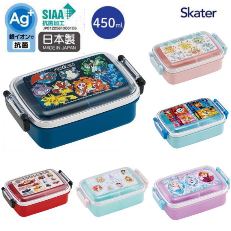 NEW 2026 Skater - กล่องข้าว กล่องอาหาร Antibacterial Dishwasher Safe Fluffy Lid Tight Lunch Box Square Type ขนาด 450ml.