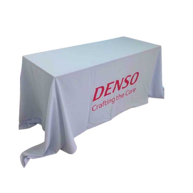 ผ้าคลุมโต๊ะแบบปล่อยชาย Size 1.2 เมตร พร้อมสกรีนโลโก้