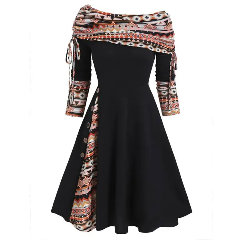 Women's Autumn/winter Off-shoulder Long Sleeve Dress