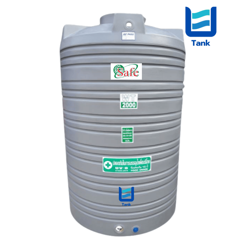 SAFE ถังเก็บน้ำ PE 2000 ลิตร สีเรียบมาตรฐาน รุ่น WT2000 มี 4 สี : ครีม,ขาว,น้ำเงิน,เทา