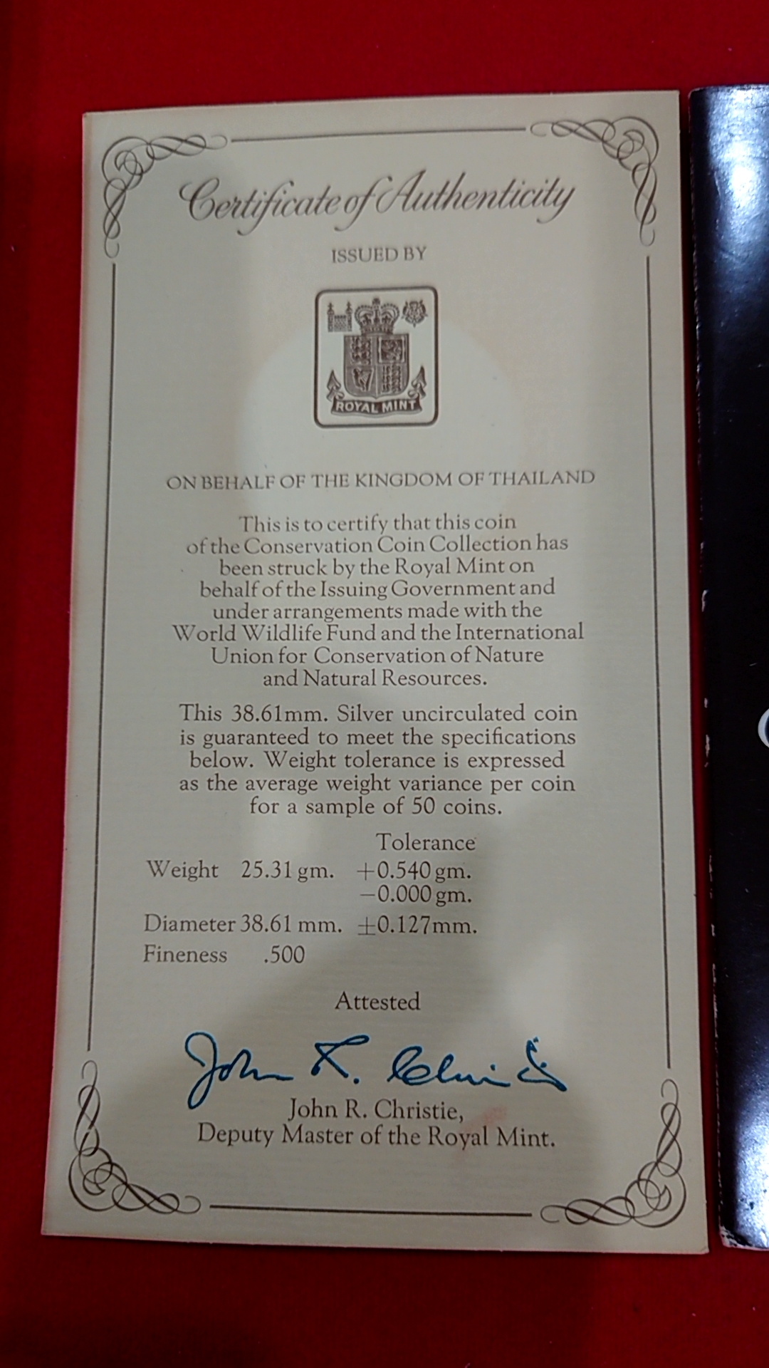 เหรียญเงิน (พร้อมแพคและใบเซอร์นอก) เหรียญ 50 บาท อนุรักษ์ธรรมชาติฯ กระซู่ หายากแพคต่างประเทศ พ.ศ.2517