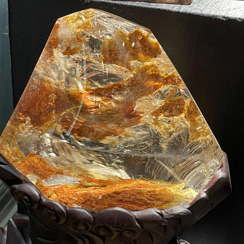 พลังฮวงจุ้ยหินอัญมณีควอตซ์แฟนธอมทองคำธรรมชาติ