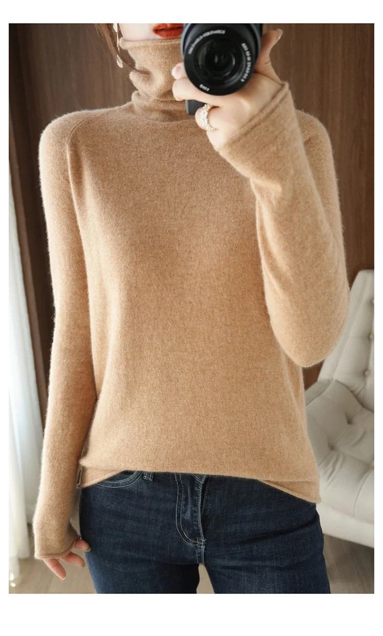Autumn Winter Women Sweaters Turtleneck Long Sleeve Solid Slim Fit Basic Knit Tops Warm Bottoming Shirts High Strecth Pullovers