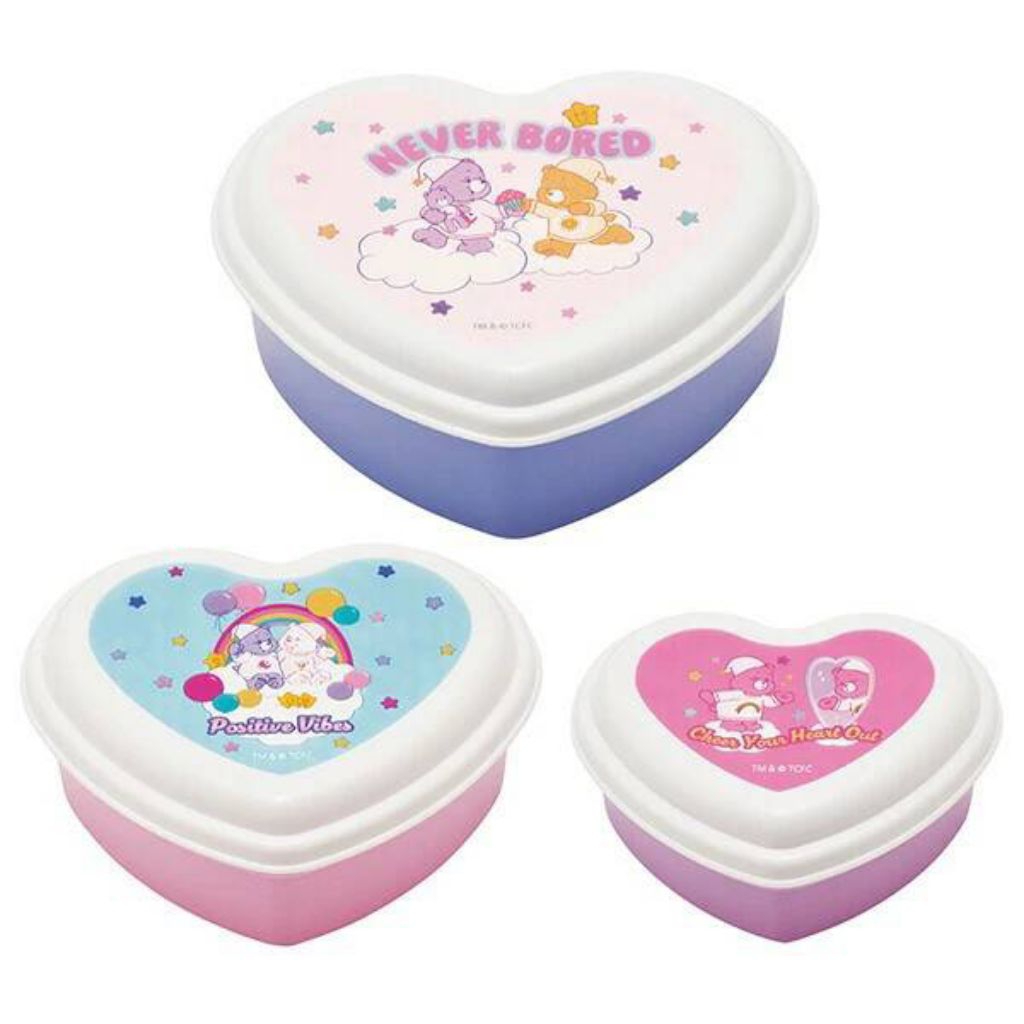 Skater ชุดภาชนะเก็บอาหาร 3 ชิ้น Care bear รูปหัวใจ Antibacterial nested soft seal container 3P