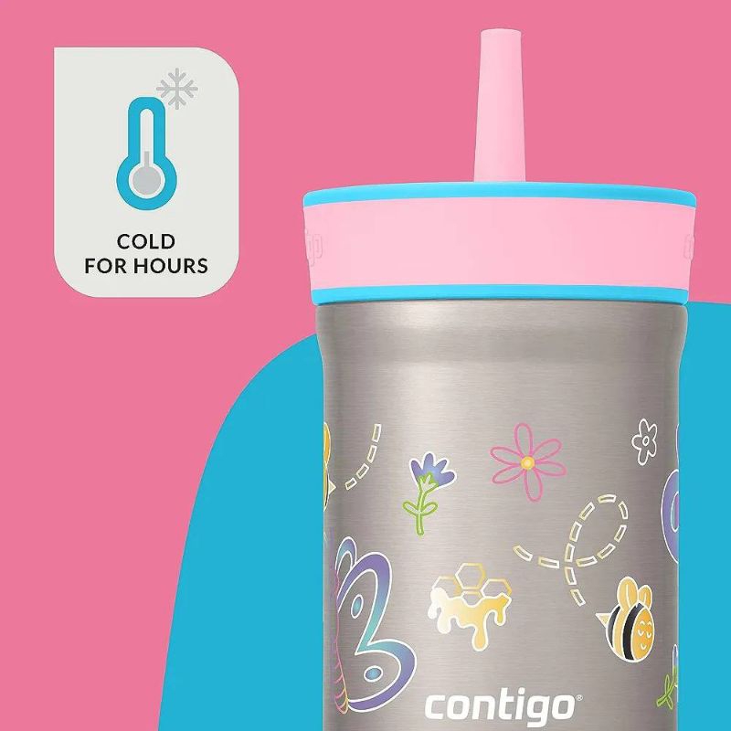 Contigo Leighton Vaccum-Insulated Kids Water Bottle with Spill-Proof Lid and Straw, 12oz. แก้วน้ำดื่มสแตนเลสแบบเก็บความเย็น