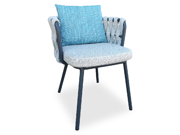 Dining Leisure Outdoor Garden Cafe Aluminum Restaurant Rope Wooden Chair