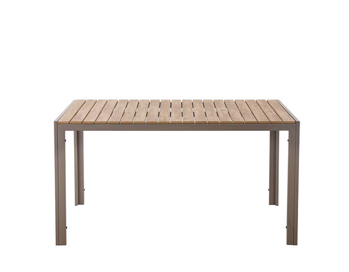 Outdoor rectangle Cast Aluminum Frame Plastic wood bars Camping Picnic Table and Chairs