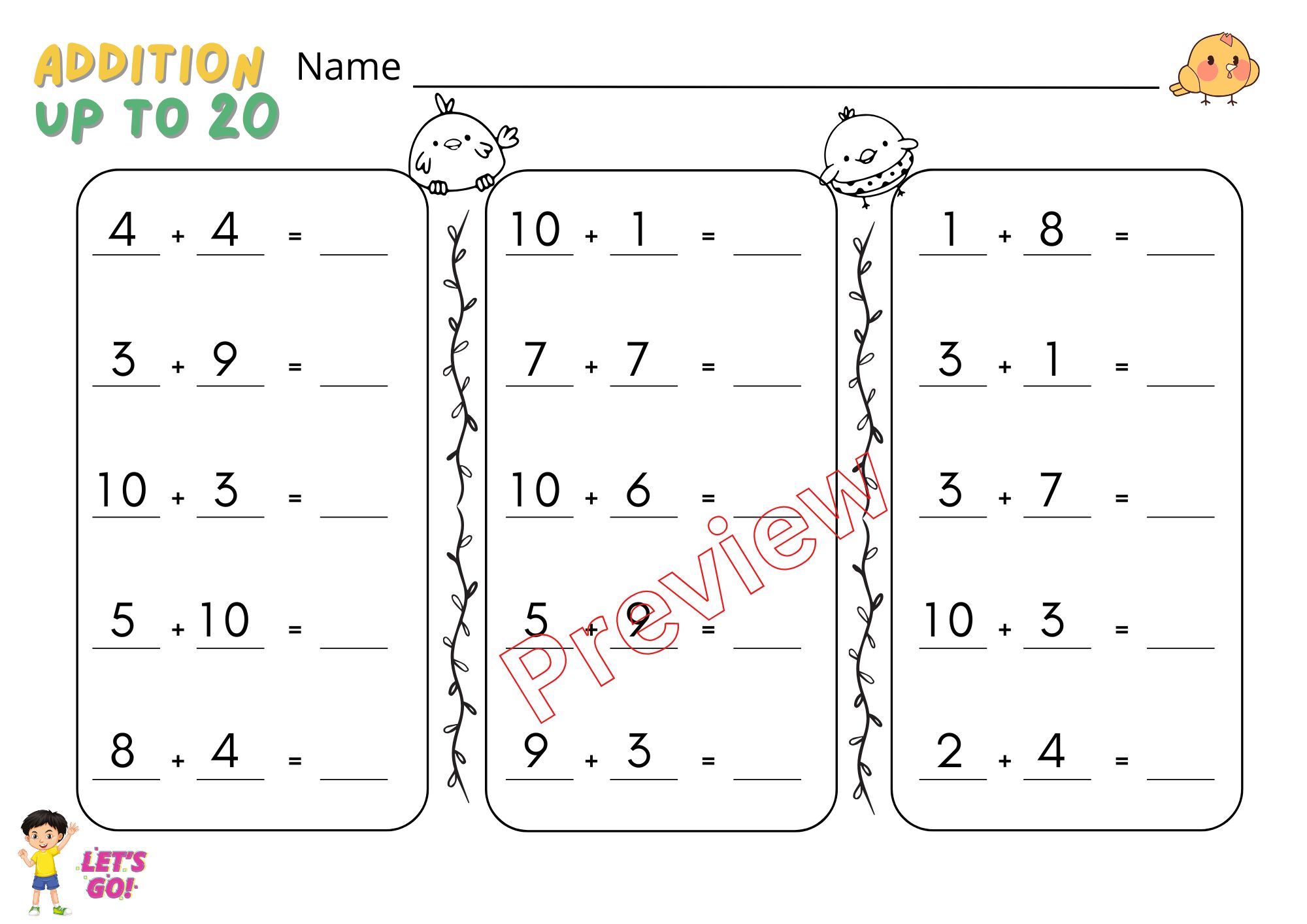 🍀ไฟล์ ใบงาน แบบฝึกนับตัวเลขระบายสี และการบวกเลขผลลัพธ์ไม่เกิน 20 สำหรับเด็กระดับ เตรียมอนุบาล - อนุบาล 3🍀