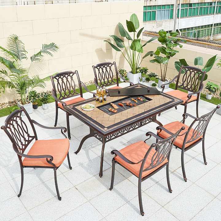 High end bistro cast aluminum chair metal dining leisure outdoor garden furniture