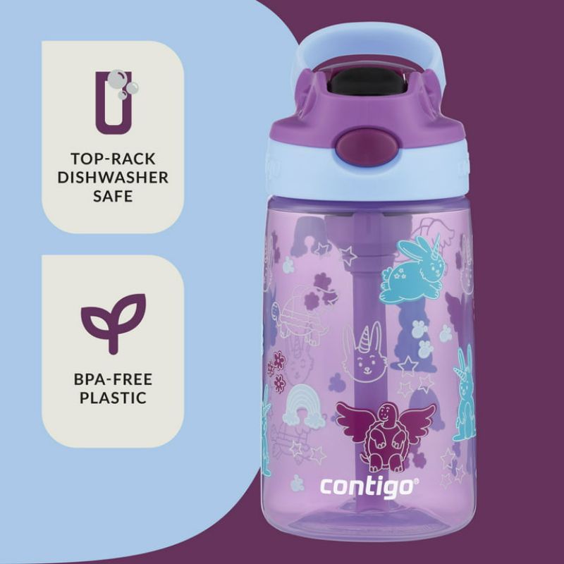 กระติกน้ำ Contigo Kids 14 oz Plastic Water Bottle with Straw Lid นำเข้าจาก USA