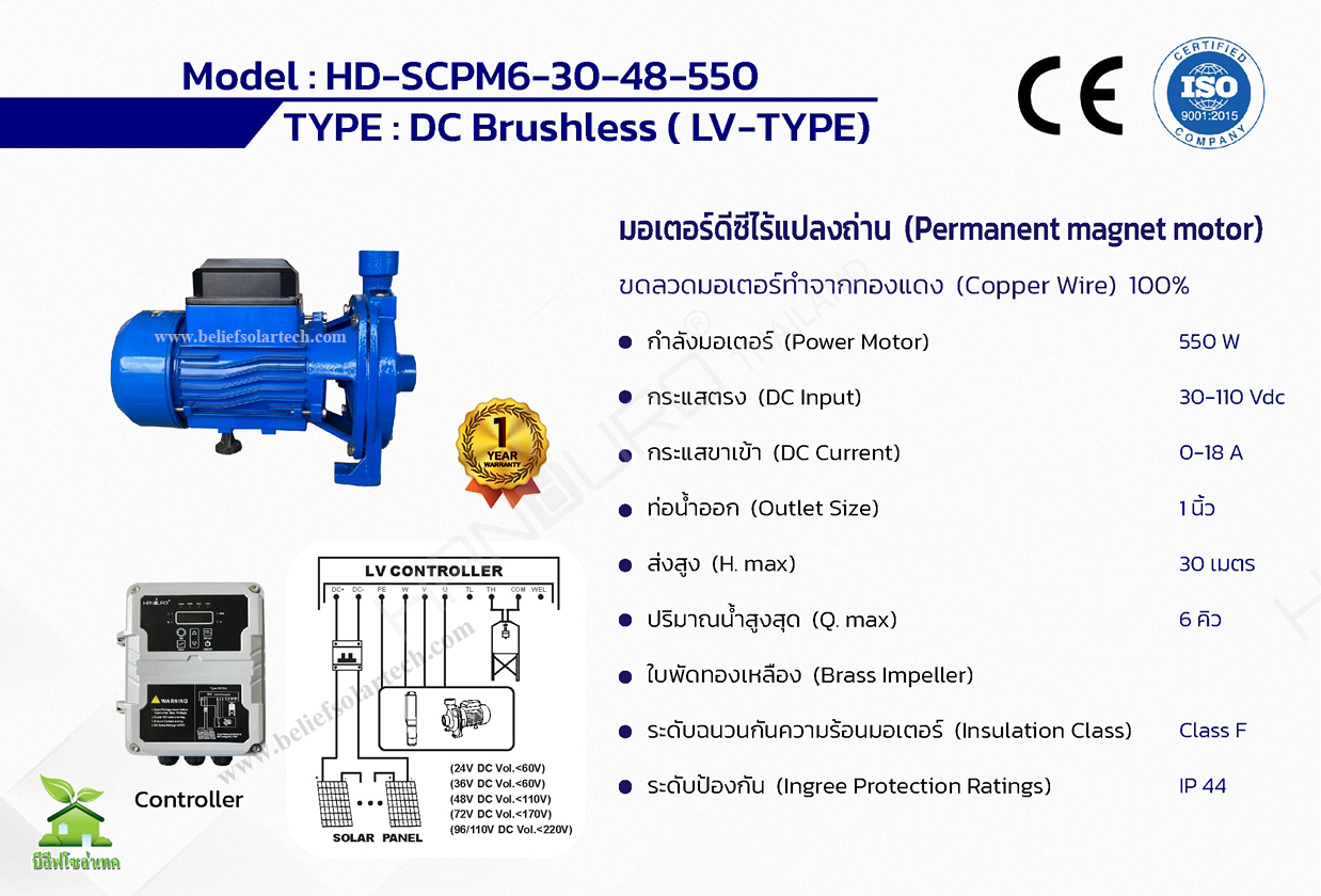 HANDURO 1 นิ้ว 550w ปั๊มหอยโข่งโซล่าเซลล์