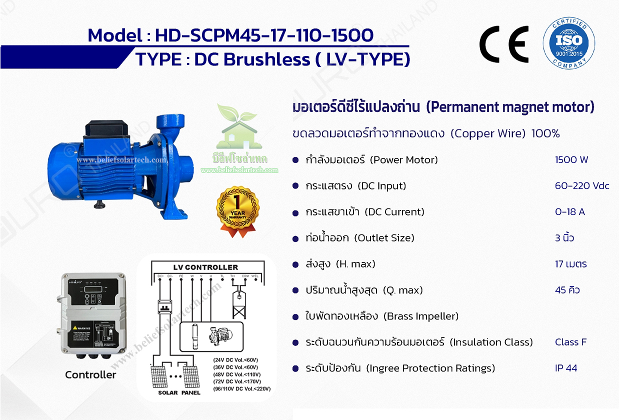 1500w 3 นิ้ว HANDURO ปั๊มหอยโข่งโซล่าเซลล์