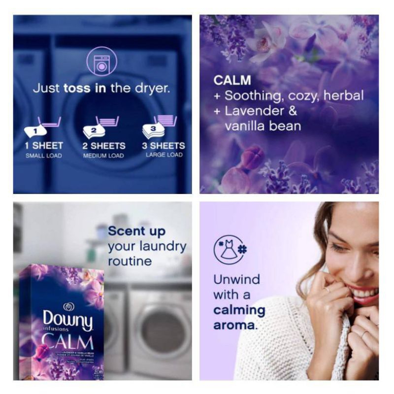 Downy Dryer Sheet แผ่นอบผ้าหอม ปรับผ้านุ่มใส่ในเครื่องอบผ้าดาวน์นี่