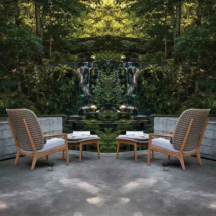 Luxury Garden outdoor furniture Teak Wood Wicker Sofa Set Hotel Low Back Two Seat Sofa