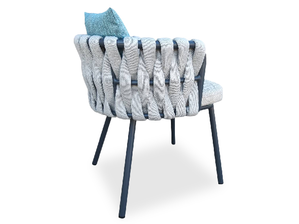 Dining Leisure Outdoor Garden Cafe Aluminum Restaurant Rope Wooden Chair