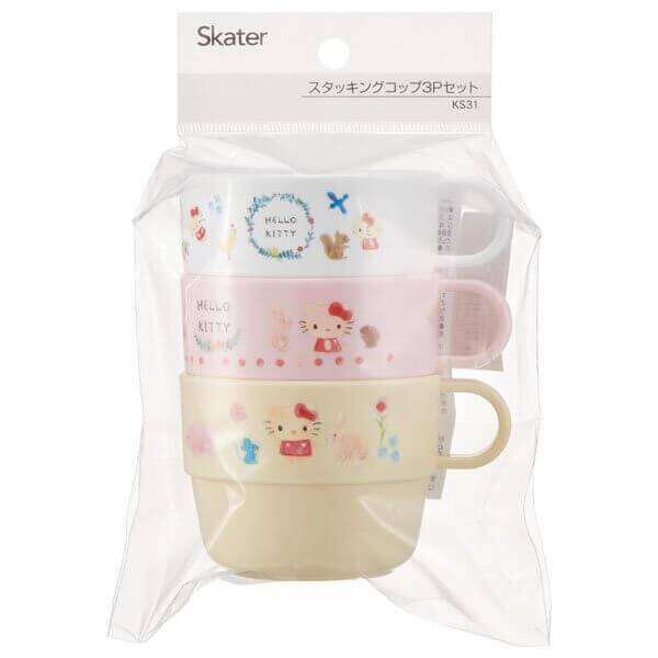 NEW เพิ่มลายใหม่ Skater - Stacking cup 3P set ชุดแก้วน้ำมีหูจับ 3 ใบ ขนาด 220 ml.