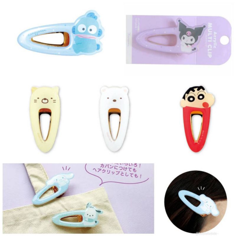 กิ๊บติดผม Sanrio Acrylic multi clip แบบตัวเดี่ยว กิ๊บหนีบผม Shinchan