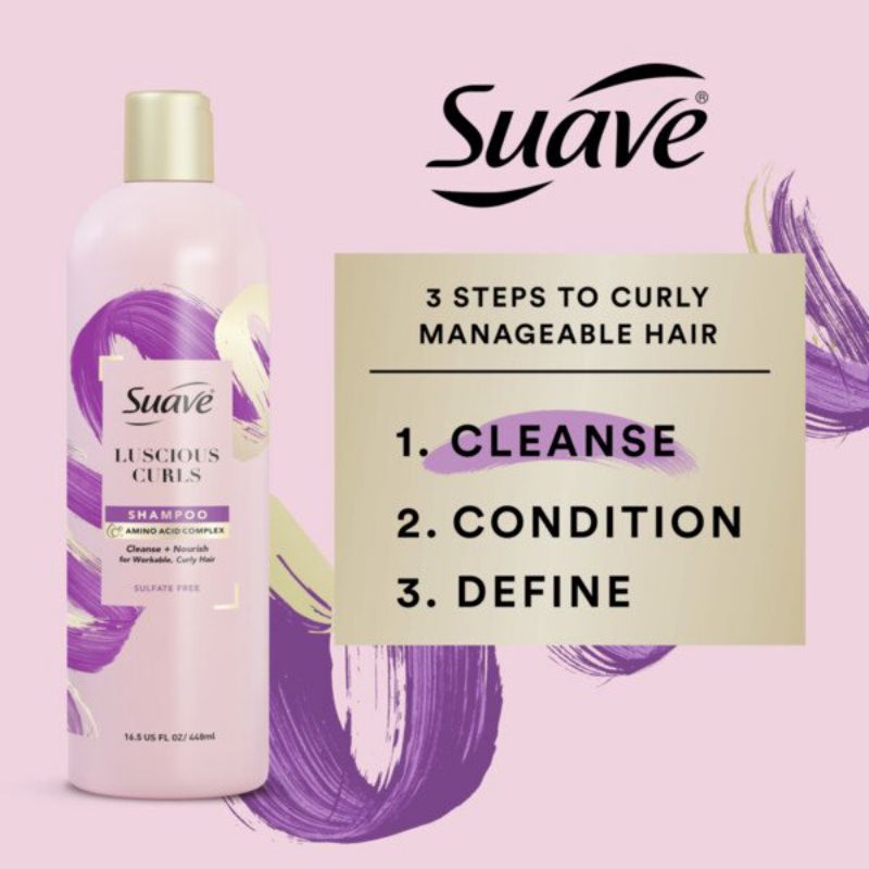 Suave Curl Defining, Luscious Curls for Curly hair - Shampoo, Conditioner & Defining Cream แชมพูสำหรับผมดัด, ผมหยิก