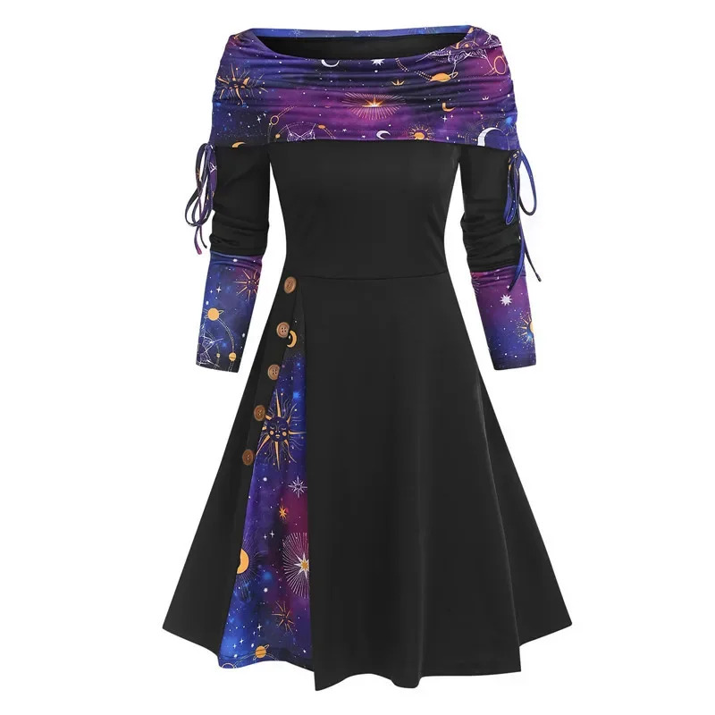 Women's Autumn/winter Off-shoulder Long Sleeve Dress
