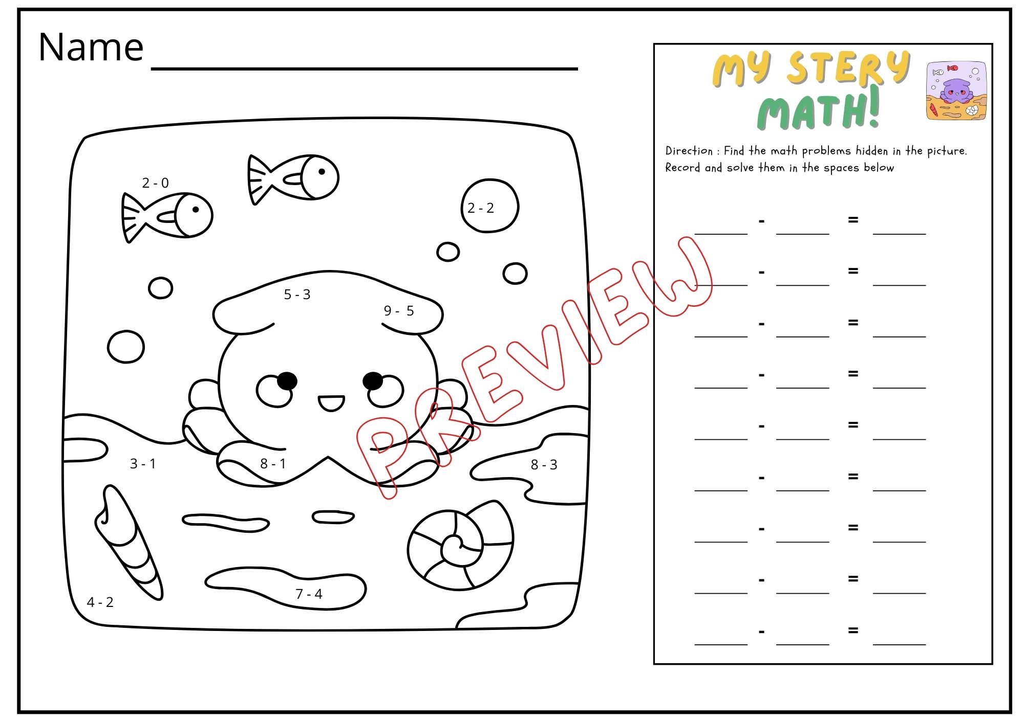 🍀ไฟล์ ใบงาน แบบฝึกนับตัวเลขระบายสี และการลบเลขผลลัพธ์ไม่เกิน 20 สำหรับเด็กระดับ เตรียมอนุบาล - อนุบาล 3🍀