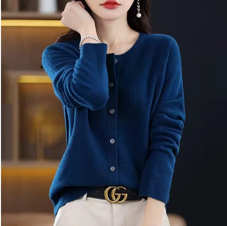 Knit Sweater Crewneck Cardigan Coat Autumn And Winter New Middle-Aged And Elderly Women's Fashion