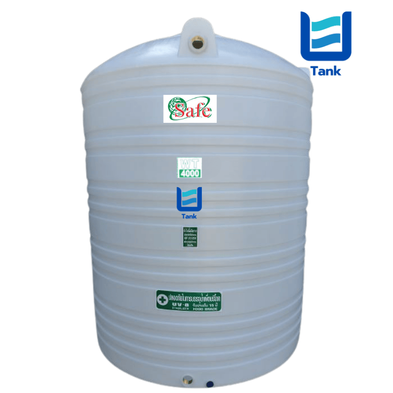 SAFE ถังเก็บน้ำ PE 4000 ลิตร สีเรียบมาตรฐาน รุ่น WT4000 มี 4 สี : ครีม,ขาว,น้ำเงิน,เทา