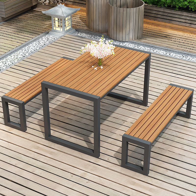 Restaurant Dining Aluminium Backyard Courtyard Bench Garden Patio Furniture Set Outdoor Table And Chair Set