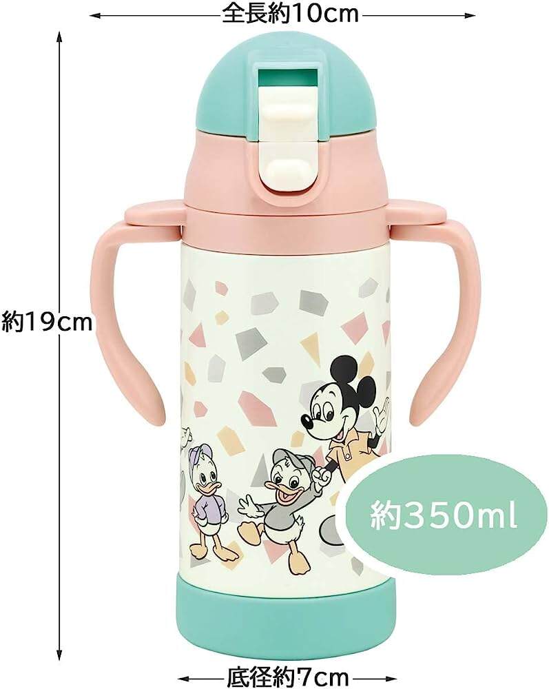 NEW!! Skater - 2WAY Straw Stainless Mug 350ml แก้วหัดดื่มเก็บความเย็นแบบหลอดดูด สำหรับเด็ก ขนาด 350ml.