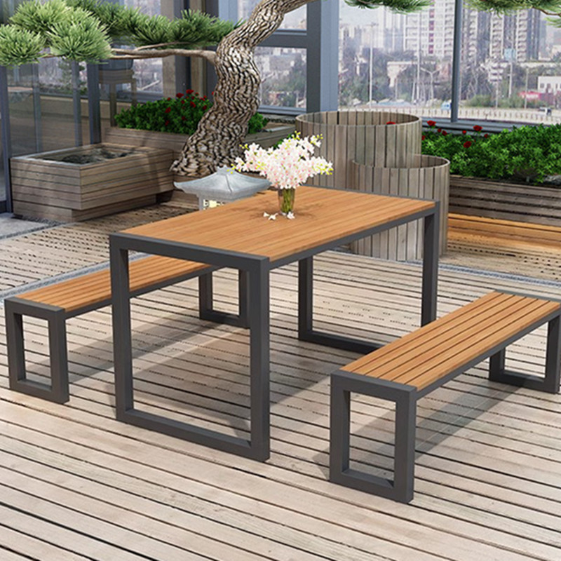 Restaurant Dining Aluminium Backyard Courtyard Bench Garden Patio Furniture Set Outdoor Table And Chair Set
