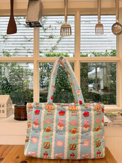 กระเป๋านุ่มนิ่มFluffy สีฟ้า-เขียว