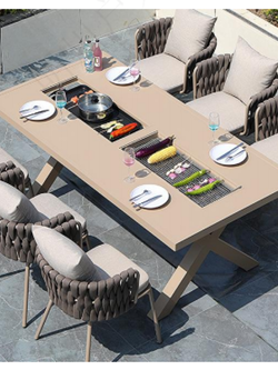 Design Outdoor Camping BBQ Grill Dining Table for Parks Villas Courtyards table