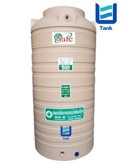 SAFE ถังเก็บน้ำ PE 500 ลิตร สีเรียบมาตรฐาน รุ่น WT500 มี 4 สี : ครีม,ขาว,น้ำเงิน,เทา