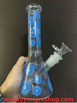 Glass Pink Blue Flower 26(cm.)