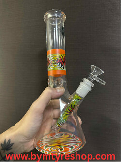 Glass Orange Pink Line 26(cm.)