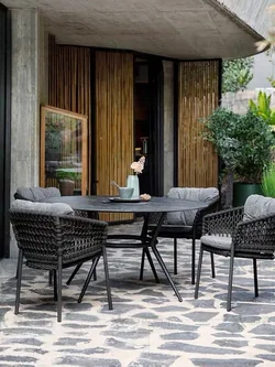 Outdoor Patio Rope Furniture Webbing Chair Backyard Terrace Poly Rattan Wicker Rope Garden Set Garden Chairs