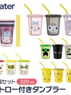 NEW เพิ่มลายปี 2024 Skater - Tumbler with straw 320ml. แก้วน้ำเด็กมีฝาปิด พร้อมหลอดดูดเซท 3 ใบ