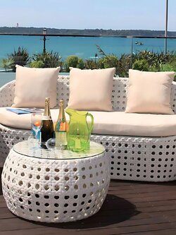Modern Outdoor Rattan Sofa Set with Coffee Table Garden Patio Furniture